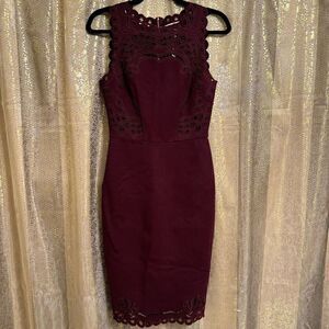 Ted Baker London Verita Burgundy Cutout Yoke Sheath Dress Size 1 NWOT